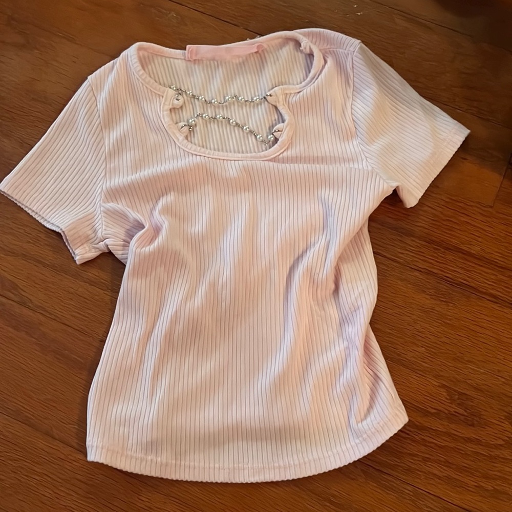 Emma and Sam pink pearl top